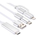 3 in 1 Micro USB & 8 Pin & Type-C to HDMI HD 1080P HDTV Adapter Cable(Silver)