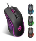 HXSJ X100 7-buttons 3600 DPI Cool Glowing Wired Gaming Mouse, Cable Length: 1.5m (Black)