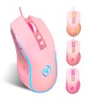 HXSJ X100 7-buttons 3600 DPI Cool Glowing Wired Gaming Mouse, Cable Length: 1.5m (Pink)