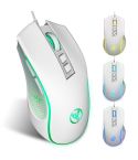 HXSJ X100 7-buttons 3600 DPI Cool Glowing Wired Gaming Mouse, Cable Length: 1.5m (White)