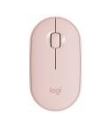 Logitech Pebble Cobblestone Shape Thin 3-keys 1000DPI Mute Wireless Bluetooth Optical Mouse, Wireless Range: 10m (Pink)