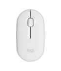 Logitech Pebble Cobblestone Shape Thin 3-keys 1000DPI Mute Wireless Bluetooth Optical Mouse, Wireless Range: 10m (White)