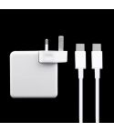 87W USB-C / Type-C Power Adapter with 2m USB Type-C Male to USB Type-C Male Charging Cable, For iPhone, Galaxy, Huawei, Xiaomi, LG, HTC and Other Smart Phones, Rechargeable Devices, UK Plug