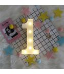 Digit 1 Shape Decoration Light, Dry Battery Powered Warm White Standing Hanging Holiday Light