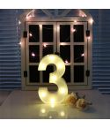 Digit 3 Shape Decoration Light, Dry Battery Powered Warm White Standing Hanging Holiday Light