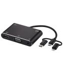 3 in 1 8 Pin + Micro USB + Type-C to AV + HDMI + VGA 15 Pin HD Screen Player Adapter Converter with Audio