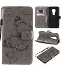 Butterfly Embossing Pattern Horizontal Flip Leather Case for Motorola Moto G7 Play, with Card Slot & Holder & Wallet & Lanyard (Grey)