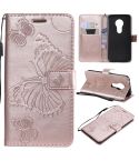 Butterfly Embossing Pattern Horizontal Flip Leather Case for Motorola Moto G7 Play, with Card Slot & Holder & Wallet & Lanyard (Rose Gold)