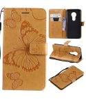 Butterfly Embossing Pattern Horizontal Flip Leather Case for Motorola Moto G7 Play, with Card Slot & Holder & Wallet & Lanyard (Yellow)