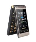 Dual-screen Flip Phone, 2.8 inch  + 2.4 inch, 5900mAh Battery, Support FM, SOS, GSM, Family Number, Big Keys, Dual SIM(Gun Metal)
