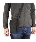 Outdoor Phone Carrying Case Pouch Nylon Crossbody Shoulder Cell Phone Holster Waist Belt Wallet Bag with Carabiner(Black)