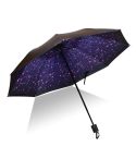 Lightweight Portable Three Folding Folding Umbrella, Black Waterproof Anti-UV, E Pattern