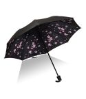 Lightweight Portable Three Folding Folding Umbrella, Black Waterproof Anti-UV, K Pattern