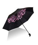 Lightweight Portable Three Folding Folding Umbrella, Black Waterproof Anti-UV, Q Pattern