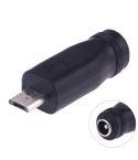 DC 5.5 x 2.1mm Female to Micro USB Male Power Converter(Black)