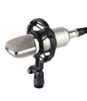 FIFINE F-700 Professional Condenser Sound Recording Microphone with Shock Mount for Studio Radio Broadcasting & Live Boardcast, 3.5mm Earphone Port, Cable Length: 2.5m(Silver)