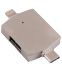 4 in 1 8 Pin + USB-C / Type-C Male to USB 3.0 + USB Female OTG Card Reader