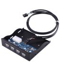 3.5 inch Floppy Expansion Bay Front Panel 4 Ports USB 2.0 HUB  Adapter Connector(Black)
