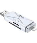 ADS-208 8 Pin+USB+Micro USB Multi-function Card Reader (Silver)