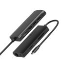 9591C 8 In 1 USB 3.0 x3 + SD / TF Card + HDMI + RJ45 + Type-C / USB-C (PD) Multi-function HUB Converter Dock Station (Black)