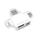 7 in 1 Card Reader USB + Type-C + 8 Pin + TF Card + SD Card + Earphone Adapter (White)
