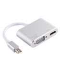 2 in 1 4Kx2K Mini DisplayPort to VGA & HDMI Adapter (Silver)