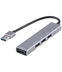3019 4 x USB 3.0 to USB 3.0 Aluminum Alloy HUB Adapter with LED Indicator (Silver Grey)