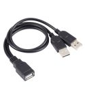 USB Female to 2 USB Male Cable, Length: About 30cm