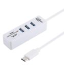2 in 1 TF / SD Card Reader + 3 x USB 3.0 Ports to USB-C / Type-C HUB Converter, Cable Length: 26cm (White)