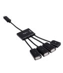 Portable 4 in 1 USB-C / Type-C to 3 Ports USB 2.0 OTG HUB Cable with Micro USB Power Supply