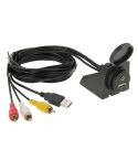 USB 2.0 & 3 RCA Male to USB 2.0 & 3.5mm Female Adapter Cable with Car Flush Mount, Length: 2m