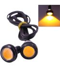 2 PCS 2x 3W 120LM Waterproof Eagle Eye Light Yellow LED Light for Vehicles, Cable Length: 60cm(Black)