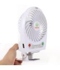 Hadata 4.3 inch Portable USB / Li-ion Battery Powered Rechargeable Fan with Third Wind Gear Adjustment & Clip(White)