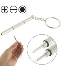 3 in 1 Professional Mini Screwdriver Repair Tool with Keychain for Watch / Mobile Phone / Camera / Glasses (Slotted + Phillips + Allen)