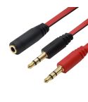 Noodle Style 3.5mm Jack Microphone + Earphone Cable for PC / Laptop, Length: 22cm