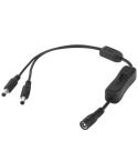 5.5 x 2.1mm Female to 2x Male DC Power Cable Connector with Switch for LED Strip, Length: 30cm(Black)