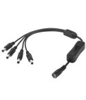 5.5 x 2.1mm Female to 4x Male DC Power Cable Connector with Switch for LED Strip, Length: 30cm(Black)