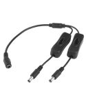 5.5 x 2.1mm Female to 2x Male DC Power Cable Connector with Switch for LED Strip, Length: 30cm(Black)