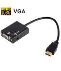 26cm HDMI to VGA + Audio Output Video Conversion Cable with 3.5mm Audio Cable, Support Full HD 1080P(Black)