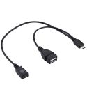 USB 2.0 Micro-B Male to USB 2.0 Micro-B Female Male & USB 2.0 Female Y Splitter OTG Cable, Length: 19 / 30cm(Black)