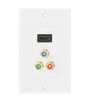 HDMI Female Plug + 3 RCA Female Plugs Wall Plate Panel