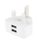 UK Plug 5V 2.1A Dual Port USB Charge Adapter(White)