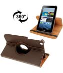 360 Degree Rotation Litchi Texture Leather Case with Holder for Galaxy Tab 3 (8.0) / T3110 / T3100 / T315(Brown)