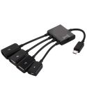 18cm 4 Ports Micro USB OTG Charge HUB Cable, For Samsung / Huawei / Xiaomi / Meizu / LG / HTC and Other Smartphones(Black)