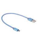 25cm Net Style Metal Head Micro USB to USB 2.0 Data / Charger Cable(Blue)