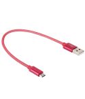 25cm Net Style Metal Head Micro USB to USB 2.0 Data / Charger Cable(Red)