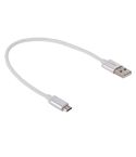 25cm Net Style Metal Head Micro USB to USB 2.0 Data / Charger Cable(White)