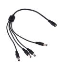 1 Female to 4 Male Plug 5.5 x 2.1mm DC Power Cable(Black)