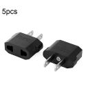 5pcs EU Plug to US Plug Charger Adapter, Travel Power Adaptor with United States Socket Plug(Black)