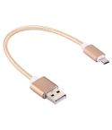 20cm 2A Woven Style Metal Head Micro USB to USB V8 Data / Charger Cable, For Samsung / Huawei / Xiaomi / Meizu / LG / HTC and Other Smartphones(Gold)